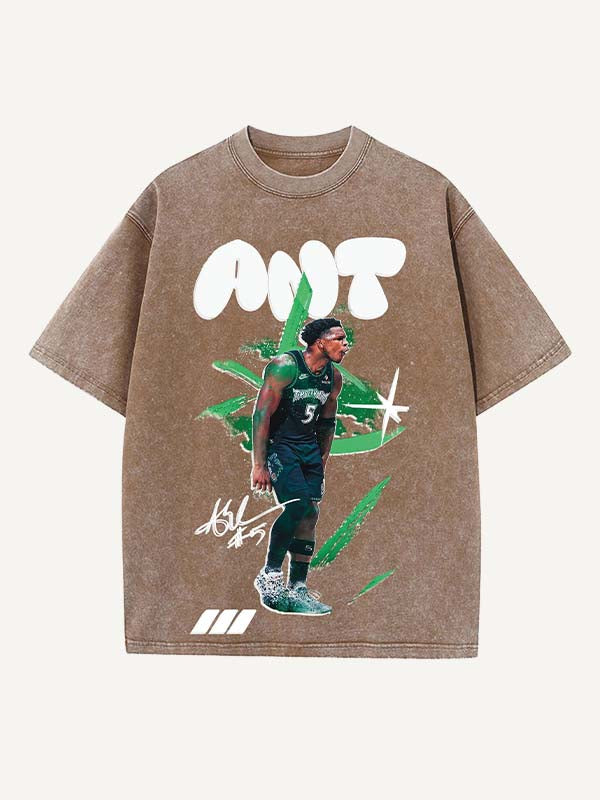 Anthony Edwards Print Round Neck T-shirt