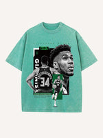 Giannis Antetokounmpo Print Round Neck T-shirt