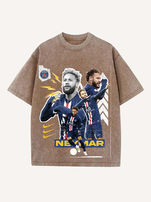 Neymar Print Round Neck T-shirt