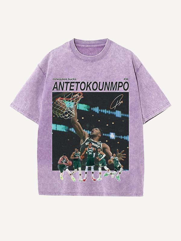 Giannis Antetokounmpo Print Round Neck T-shirt