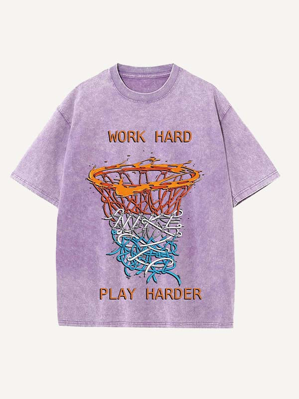 Basketball Aesthetic Print Round Neck T-shirt
