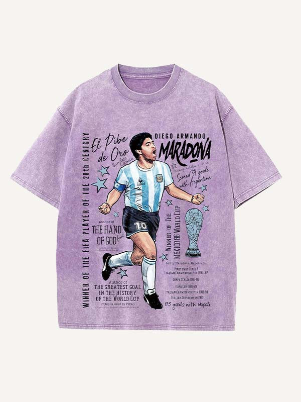Diego Maradona Print Round Neck T-shirt