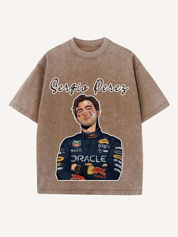 Sergio Perez Print Round Neck T-shirt