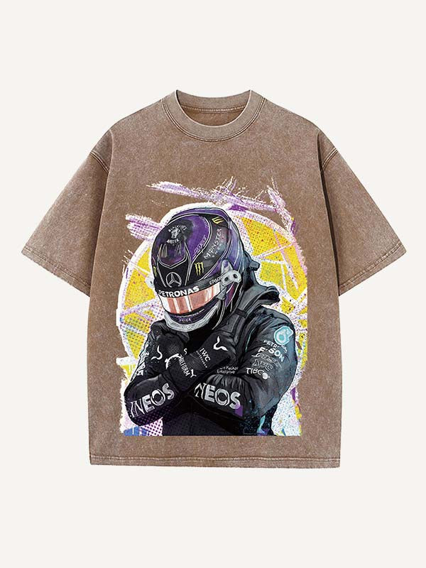 Lewis Hamilton Print Round Neck T-shirt