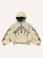 Cross&Figure&Pray&Graphic&Letter Print Slant Pockets Hoodie