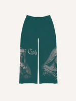 Mary&Pray&Cross&Letter Faux Rhinestones Print Elastic Waist Pants