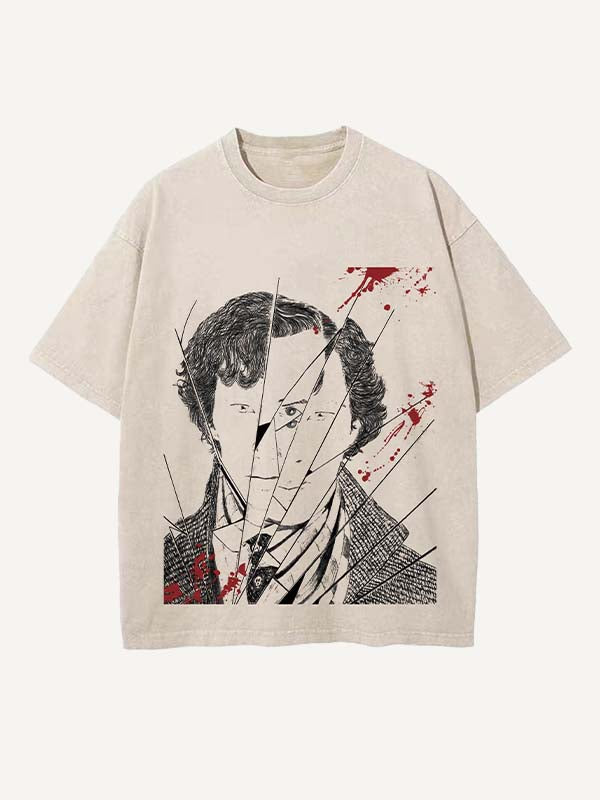 Sherlock Print Round Neck T-shirt