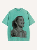Ronaldinho Print Round Neck T-shirt