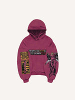 Figure&Wing&Letter Print Slant Pockets Hoodie