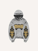 Cross&Letter&Graphic Faux Decal Print Slant Pockets Hoodie