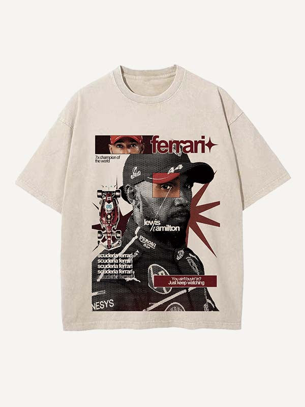 Lewis Hamilton Print Round Neck T-shirt