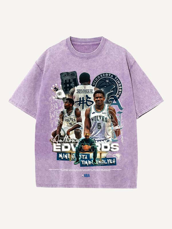 Anthony Edwards Print Round Neck T-shirt