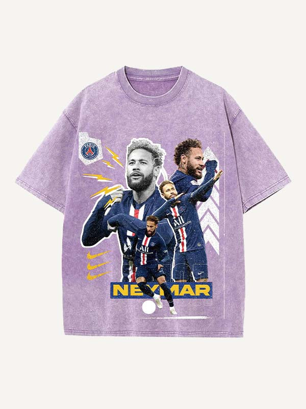 Neymar Print Round Neck T-shirt