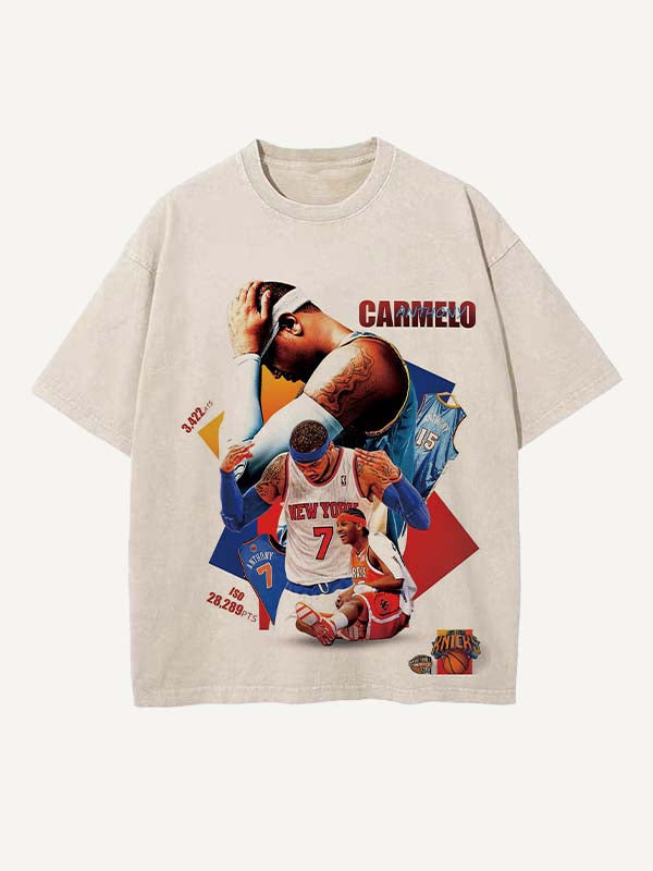 Carmelo Anthony Print Round Neck T-shirt