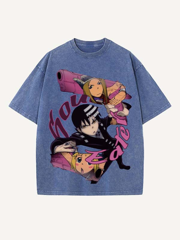 Soul Eater Print Round Neck T-shirt