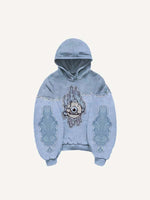Colorblock Eye Faux Decal Print Slant Pockets Hoodie