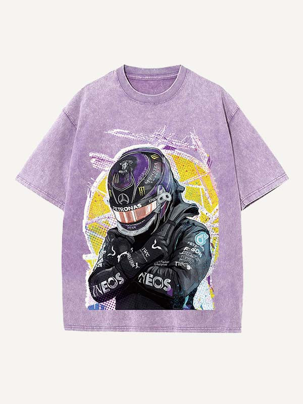 Lewis Hamilton Print Round Neck T-shirt