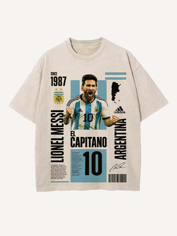 Lionel Messi Print Round Neck T-shirt