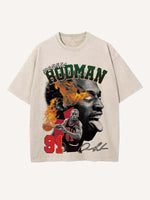 Dennis Rodman Print Round Neck T-shirt