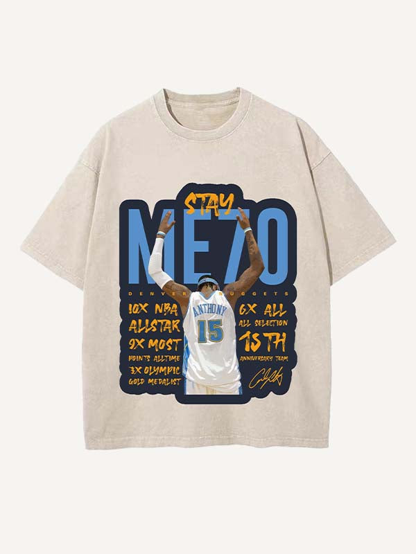 Carmelo Anthony Print Round Neck T-shirt