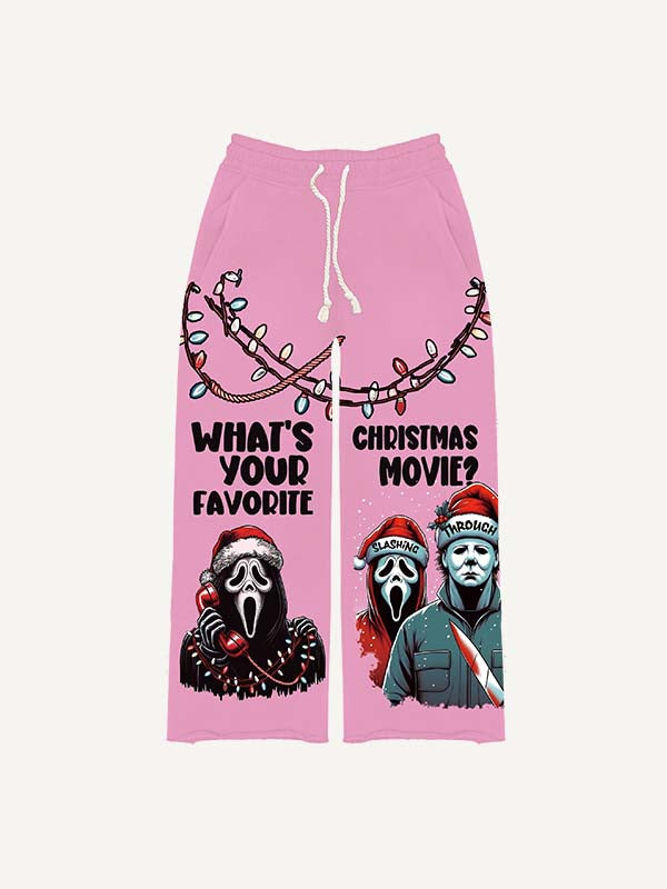 Christmas Horror Print Elastic Waist Pants