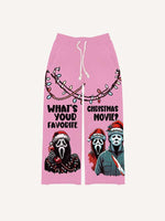 Christmas Horror Print Elastic Waist Pants