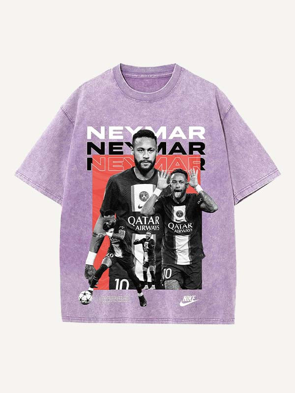 Neymar Print Round Neck T-shirt