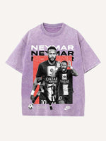 Neymar Print Round Neck T-shirt