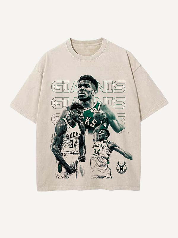 Giannis Antetokounmpo Print Round Neck T-shirt