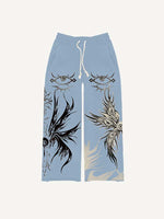 Eye&Wing&Graphic Print Elastic Waist Pants