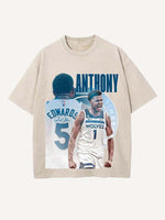 Anthony Edwards Print Round Neck T-shirt