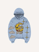 Evil Moon&Sun&Star&Cloud Print Slant Pockets Hoodie