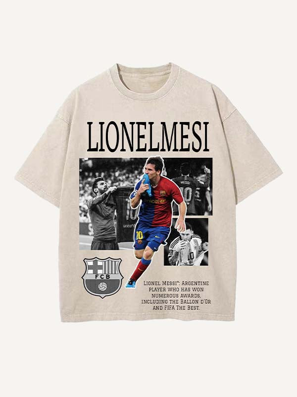 Lionel Messi Print Round Neck T-shirt
