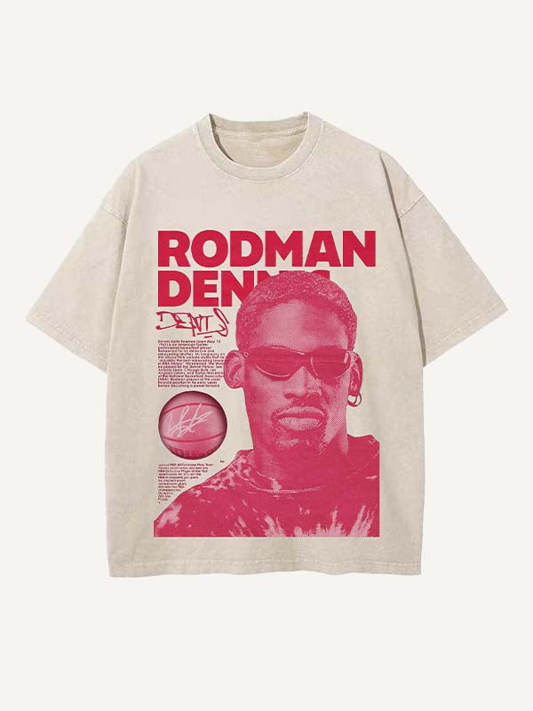 Dennis Rodman Print Round Neck T-shirt