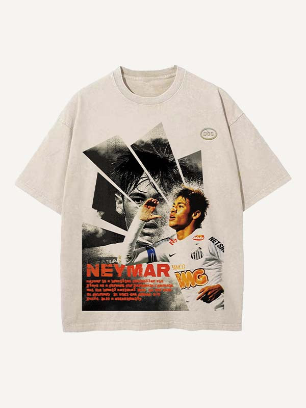 Neymar Print Round Neck T-shirt