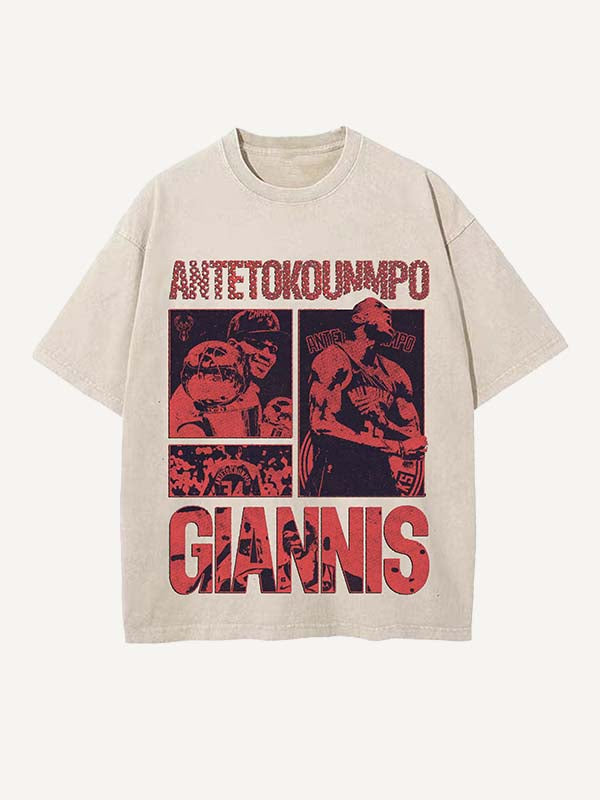 Giannis Antetokounmpo Print Round Neck T-shirt