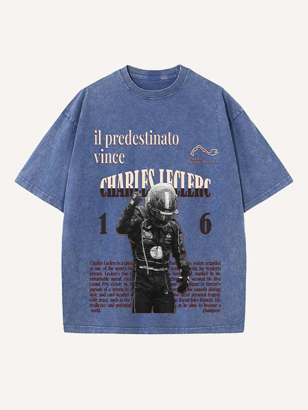 Charles Leclerc Print Round Neck T-shirt