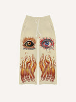 Eye&Graphic Print Elastic Waist Pants