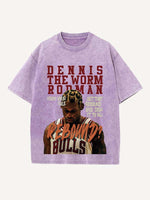 Dennis Rodman Print Round Neck T-shirt
