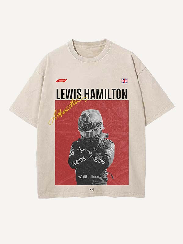 Lewis Hamilton Print Round Neck T-shirt