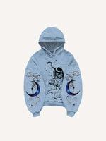 Tiger&Dragon&Phoenix&Sun&Moon Print Slant Pockets Hoodie