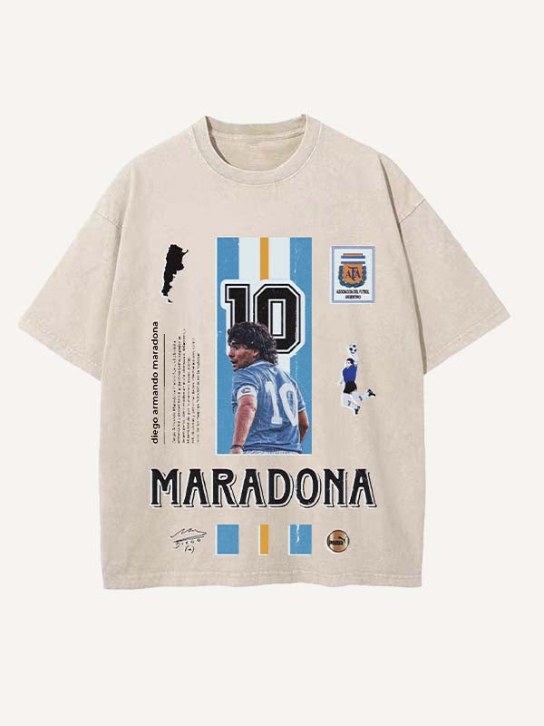Diego Maradona Print Round Neck T-shirt