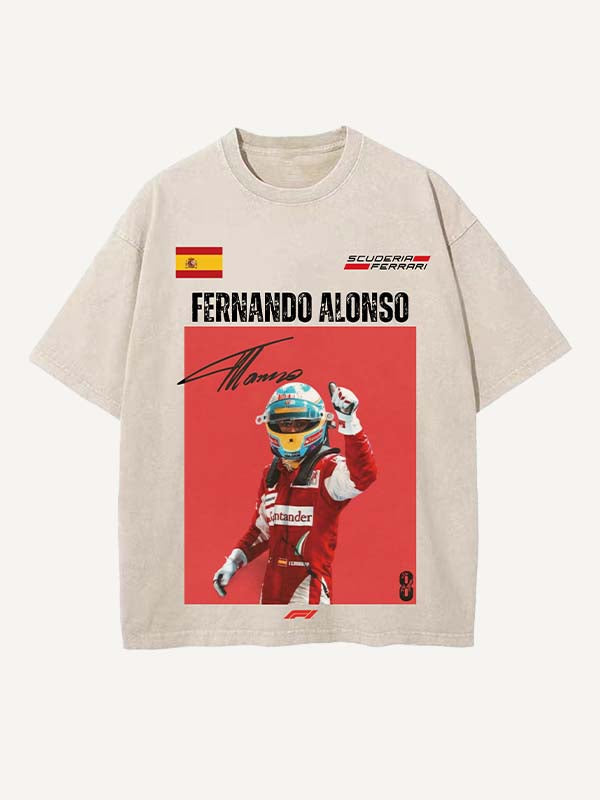 Fernando Alonso Print Round Neck T-shirt