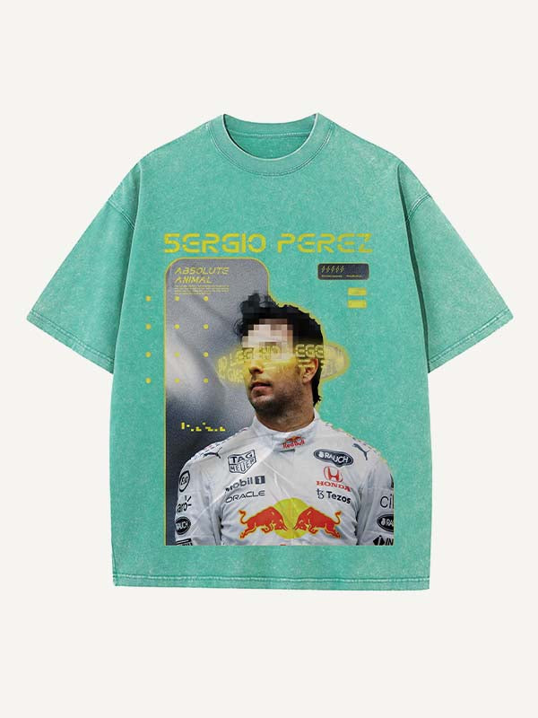 Sergio Perez Print Round Neck T-shirt