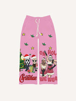 Christmas Horror Print Elastic Waist Pants