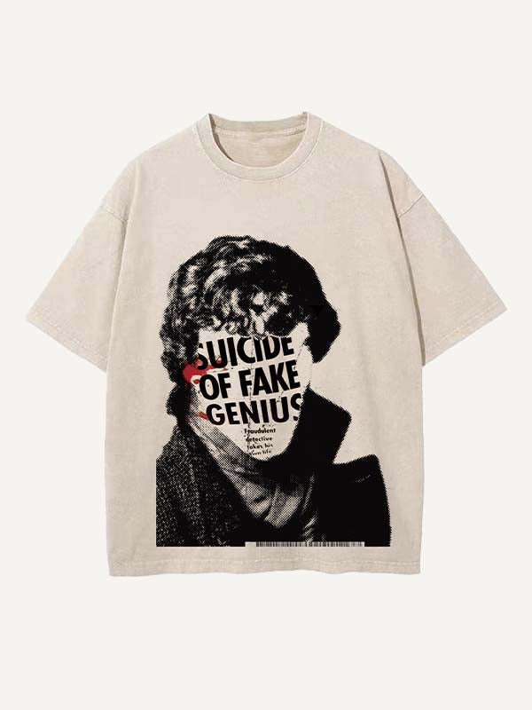 Sherlock Print Round Neck T-shirt