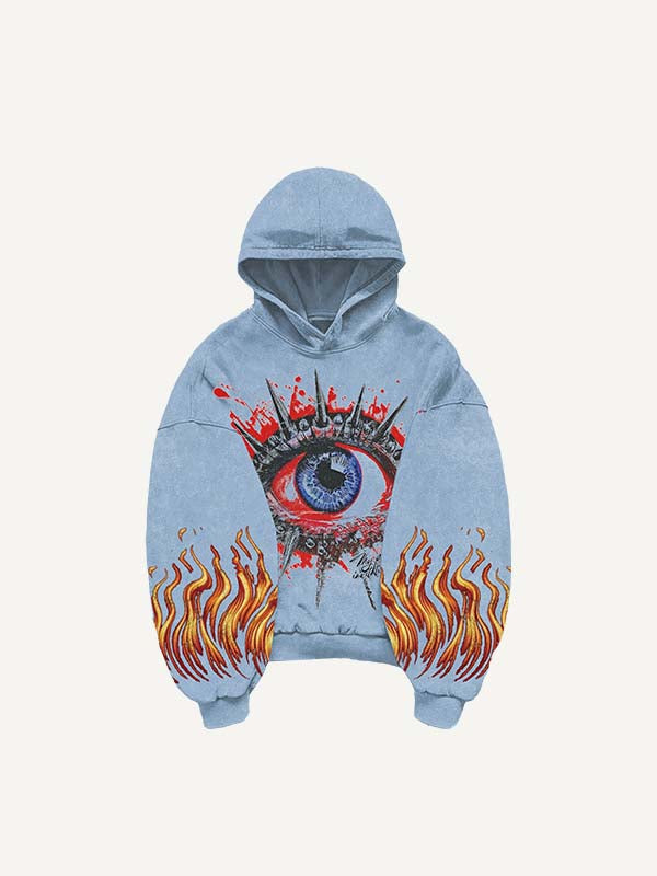 Eye&Graphic Print Slant Pockets Hoodie