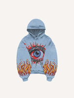 Eye&Graphic Print Slant Pockets Hoodie