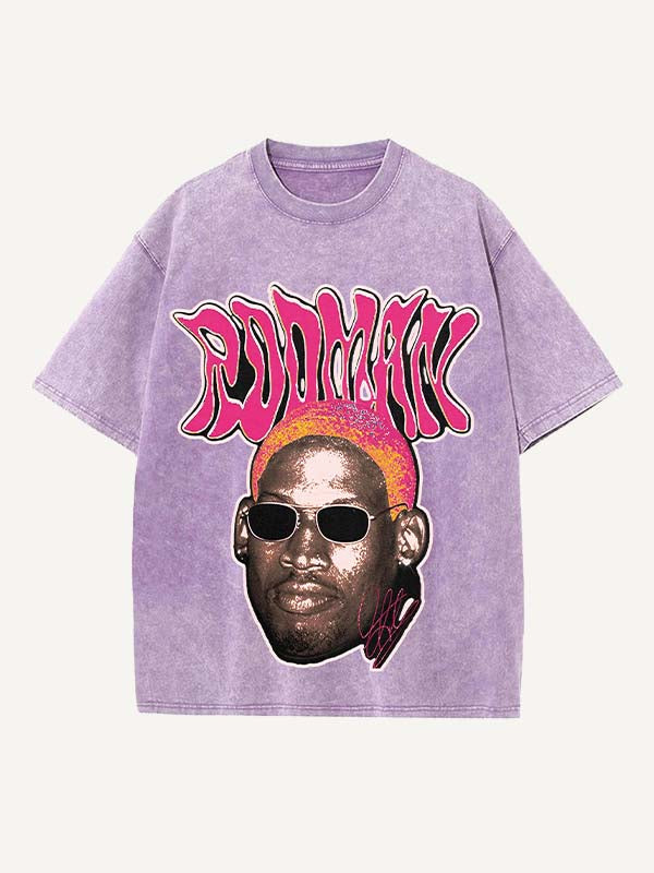 Dennis Rodman Print Round Neck T-shirt
