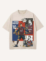 Lionel Messi Print Round Neck T-shirt